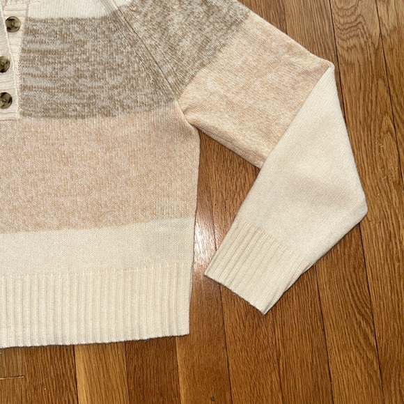 J Crew 100% cashmere marled cropped striped sweater size small Butterscotch - Picture 3 of 4